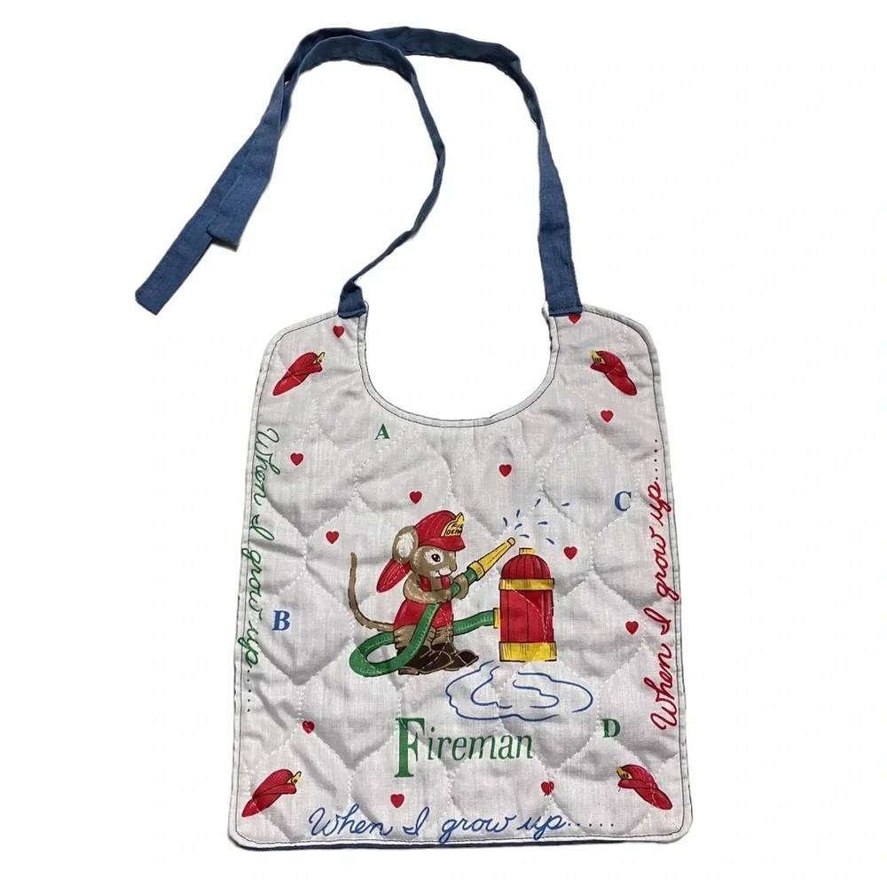 Vintage Fireman Mouse Baby Bib